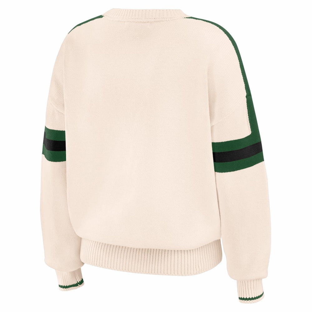 Milwaukee Bucks WEAR by Erin Andrews Women's Stripe Pullover Sweater Cream