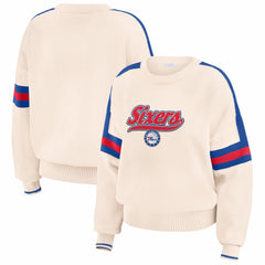 Philadelphia 76ers WEAR by Erin Andrews Women's Stripe Pullover Sweater Cream