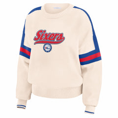 Philadelphia 76ers WEAR by Erin Andrews Women's Stripe Pullover Sweater Cream