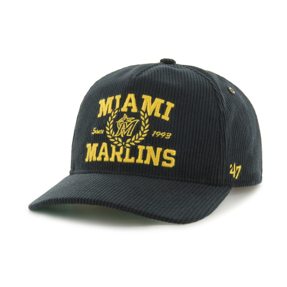 Miami Marlins '47 Laurus Corduroy Hitch Snapback Hat - Black - 47 brand on Sale
