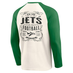 Fanatics New York Jets Darius Rucker Collection Raglan Henley Long Sleeve T-Shirt Cream/Green