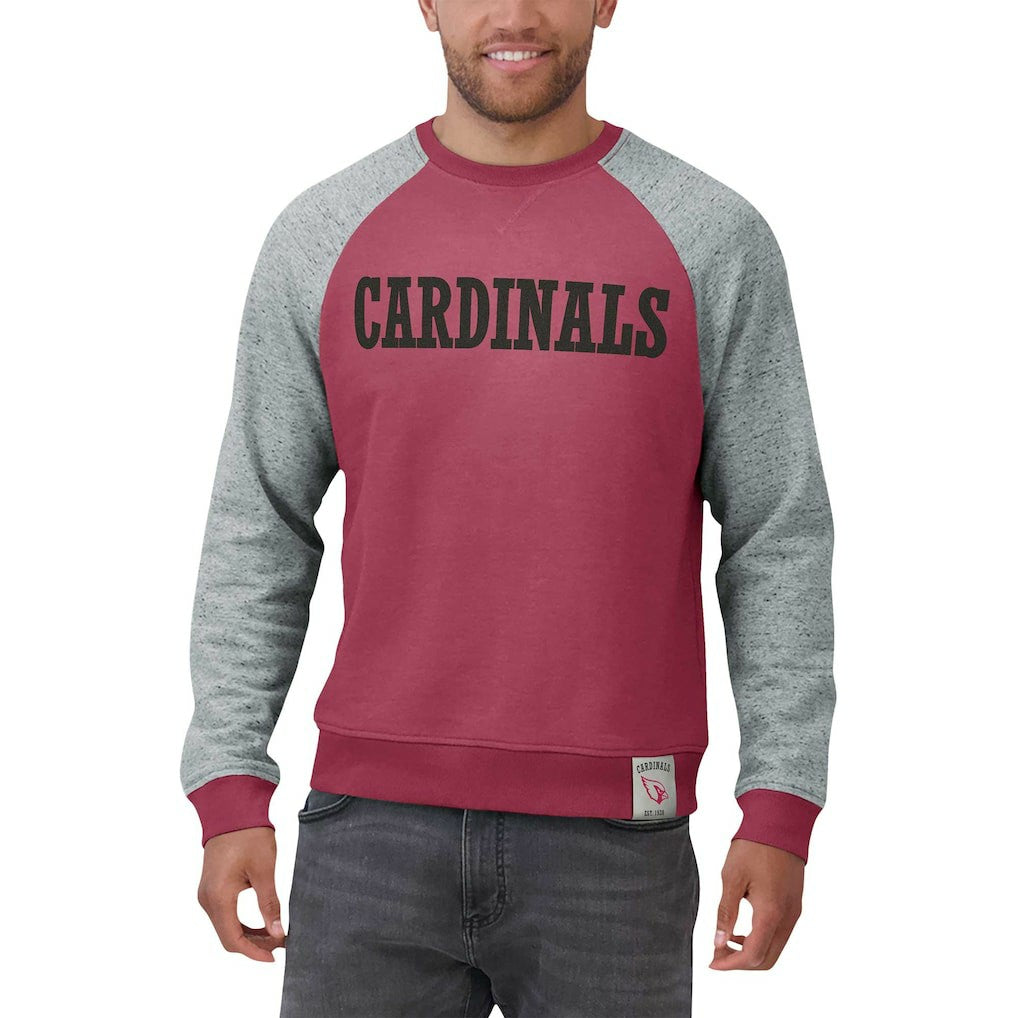 Fanatics Arizona Cardinals Darius Rucker Collection Colorblock Pullover Sweatshirt Cardinal/Heather Gray