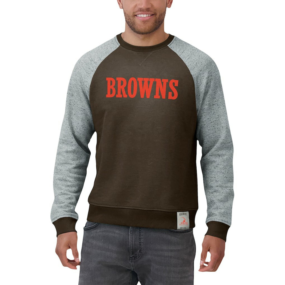Fanatics Cleveland Browns Darius Rucker Collection Colorblock Pullover Sweatshirt Brown/Heather Gray