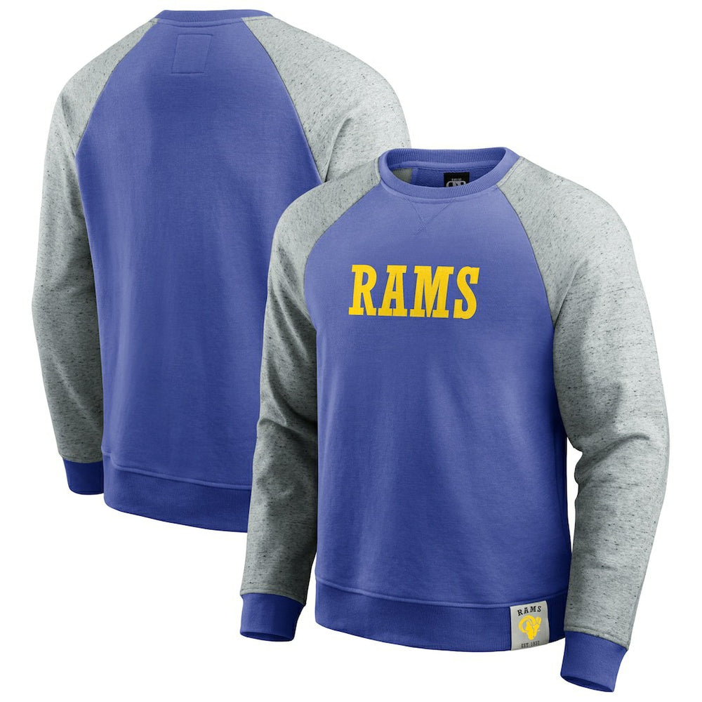 Fanatics Los Angeles Rams Darius Rucker Collection Colorblock Pullover Sweatshirt Royal/Heather Gray