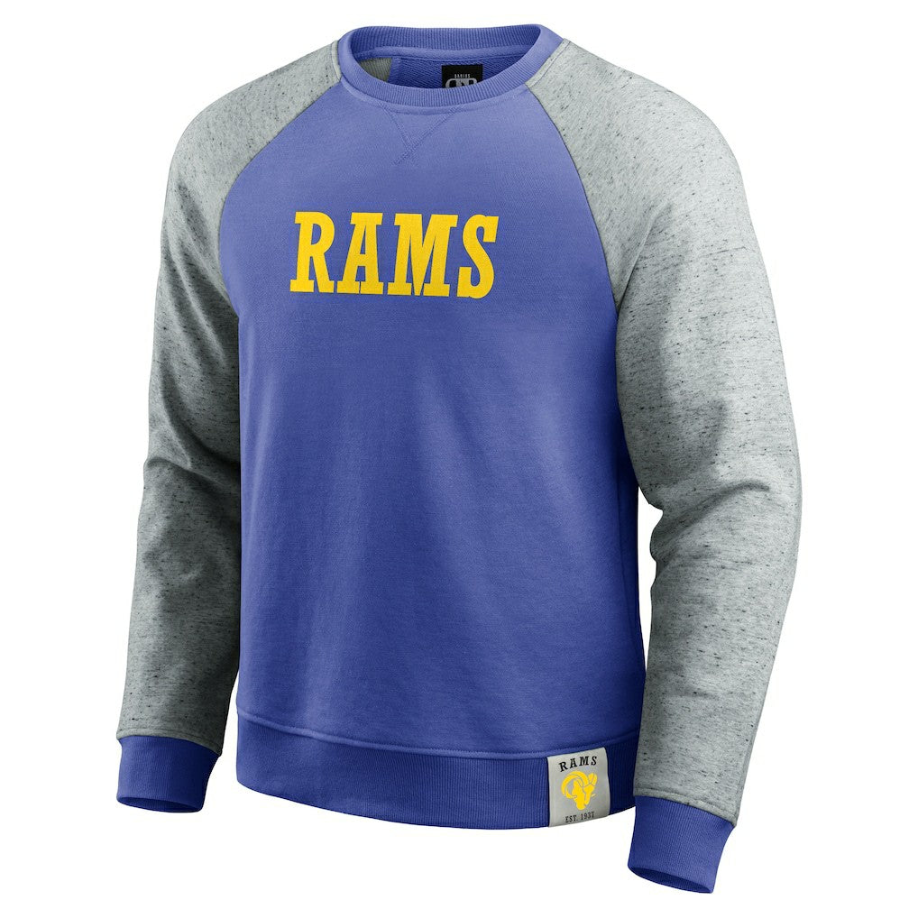 Fanatics Los Angeles Rams Darius Rucker Collection Colorblock Pullover Sweatshirt Royal/Heather Gray