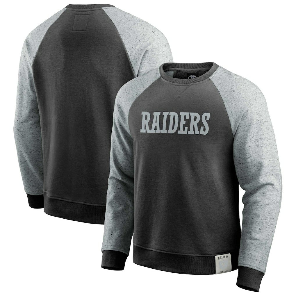 Fanatics Las Vegas Raiders Darius Rucker Collection Colorblock Pullover Sweatshirt Black/Heather Gray