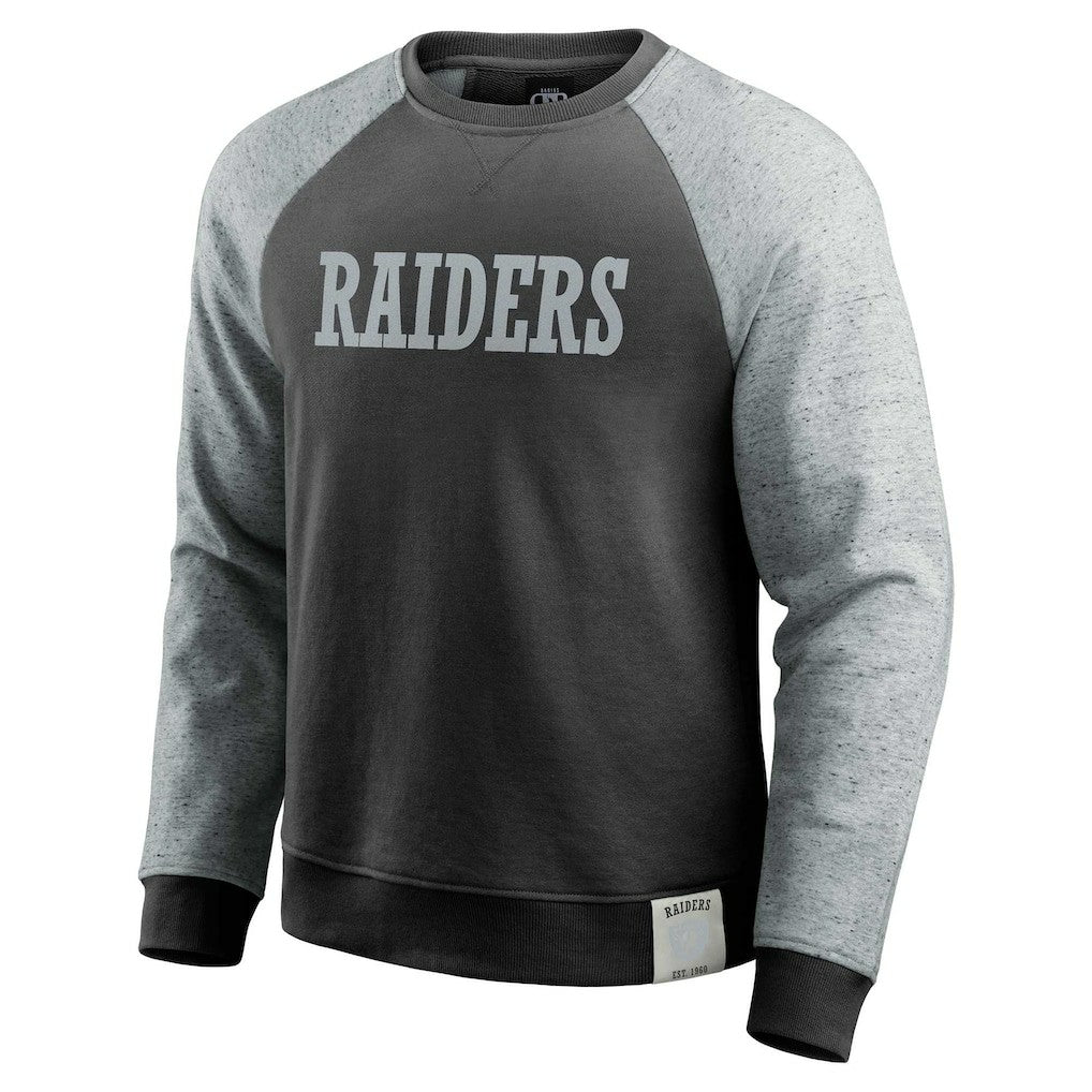 Fanatics Las Vegas Raiders Darius Rucker Collection Colorblock Pullover Sweatshirt Black/Heather Gray