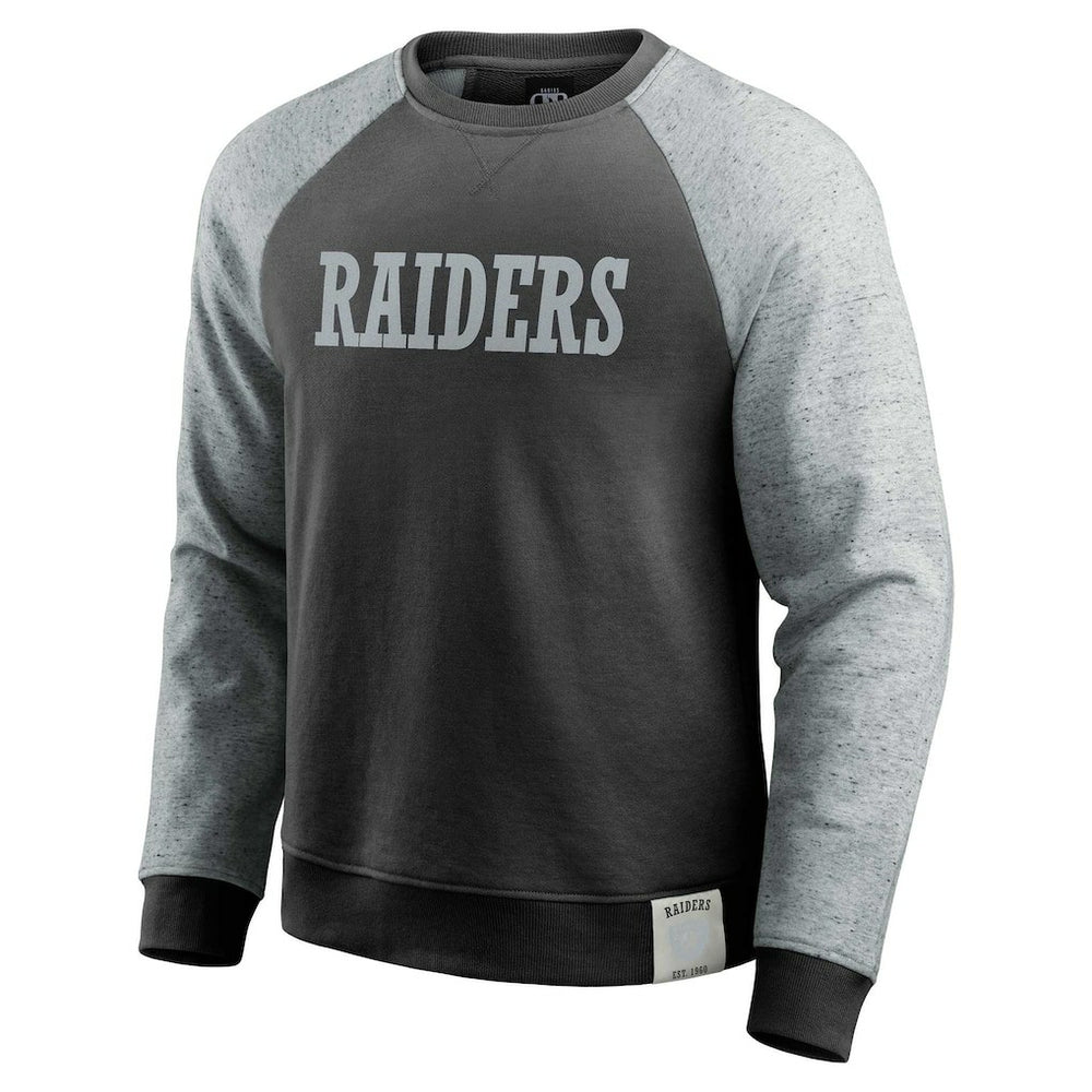 Fanatics Las Vegas Raiders Darius Rucker Collection Colorblock Pullover Sweatshirt Black/Heather Gray
