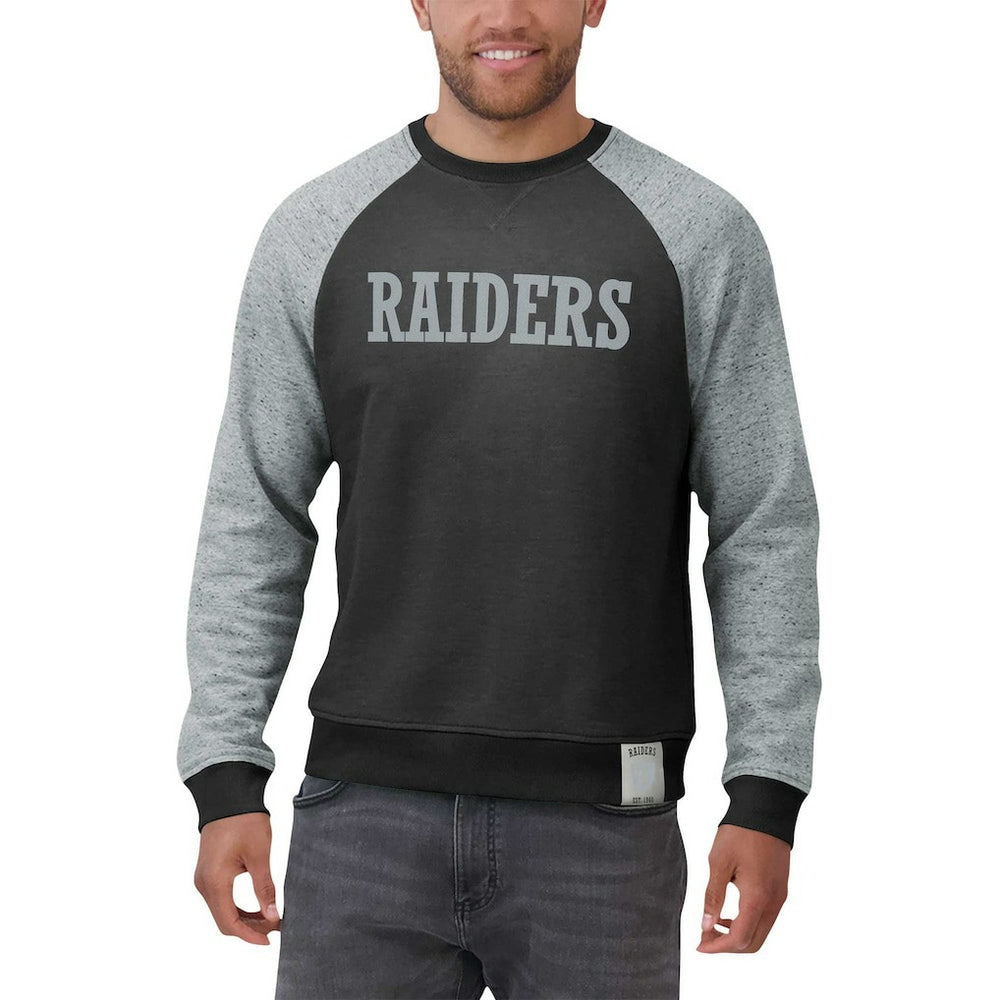 Fanatics Las Vegas Raiders Darius Rucker Collection Colorblock Pullover Sweatshirt Black/Heather Gray