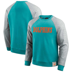 Fanatics Miami Dolphins Darius Rucker Collection Colorblock Pullover Sweatshirt Aqua/Heather Gray