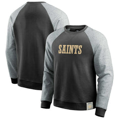 Fanatics New Orleans Saints Darius Rucker Collection Colorblock Pullover Sweatshirt Black/Heather Gray