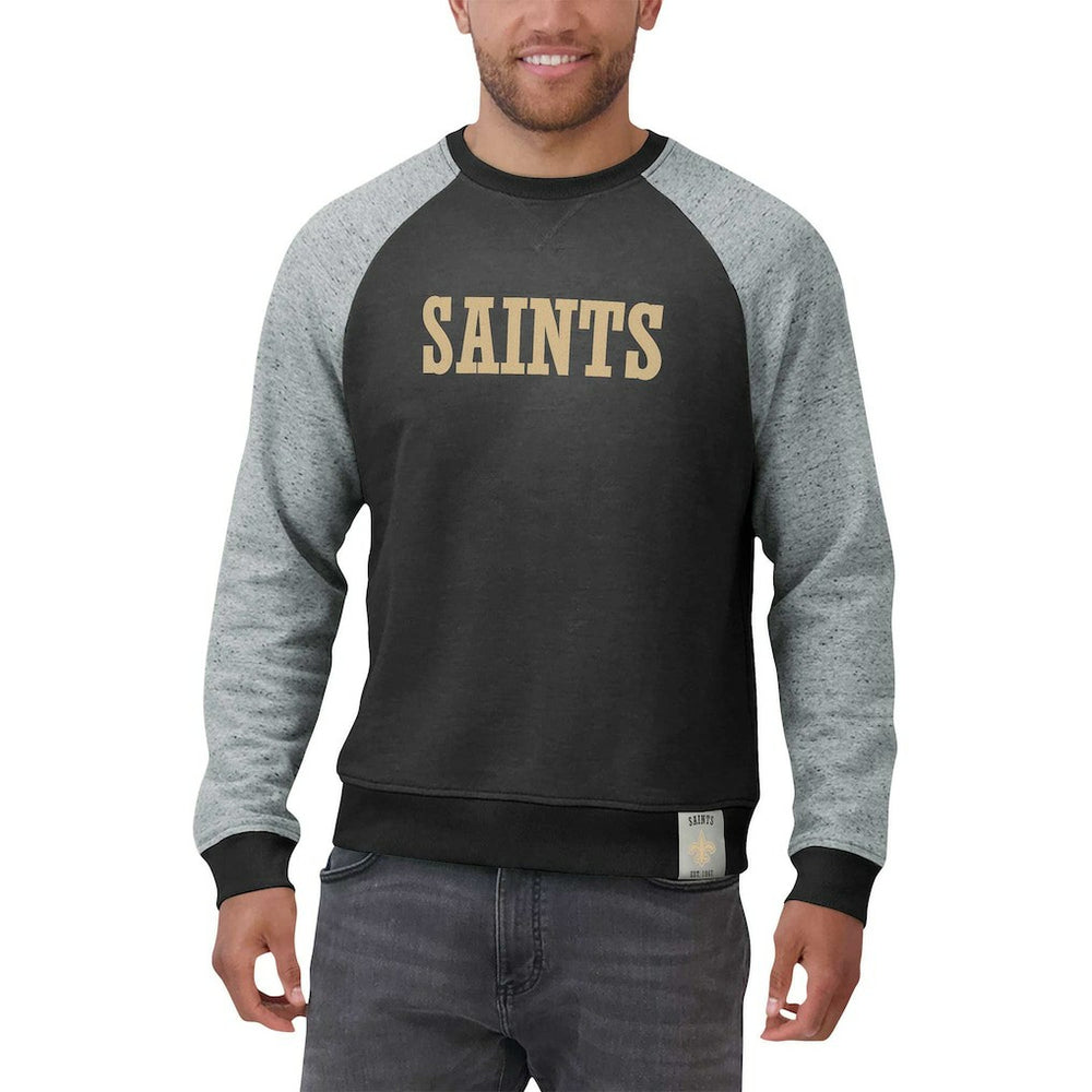 Fanatics New Orleans Saints Darius Rucker Collection Colorblock Pullover Sweatshirt Black/Heather Gray