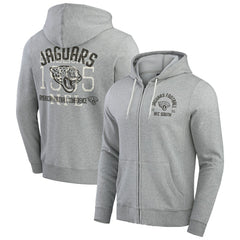 Fanatics Jacksonville Jaguars Darius Rucker Collection Vintage Stripe Full-Zip Hoodie Heather Gray