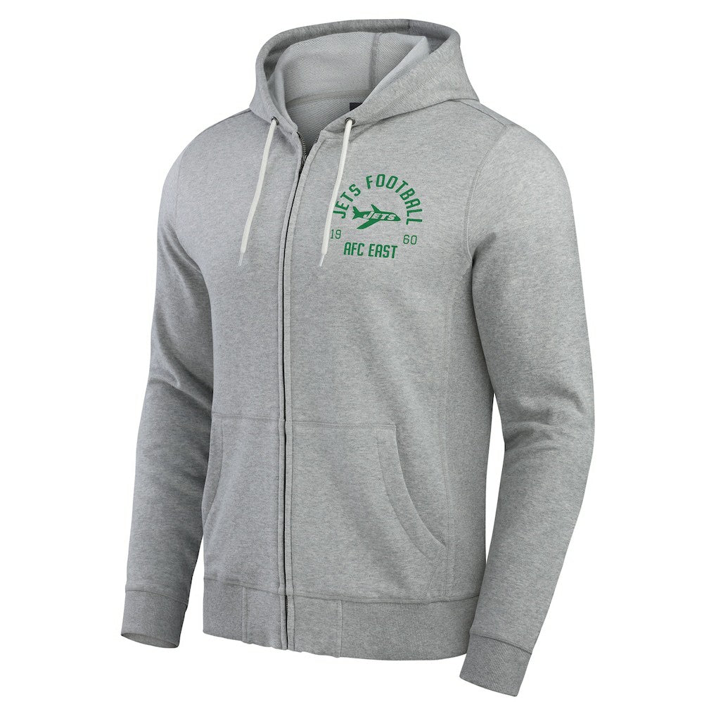 Fanatics New York Jets Darius Rucker Collection Vintage Stripe Full-Zip Hoodie Heather Gray