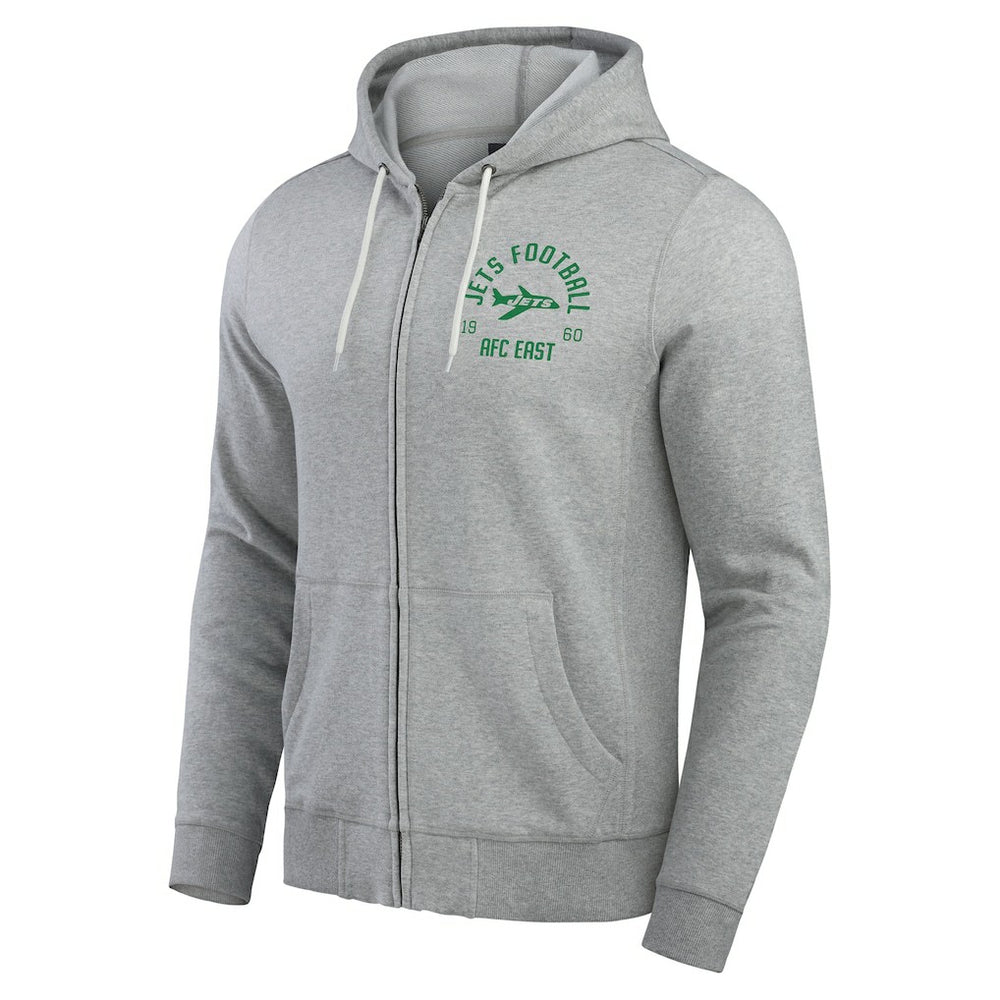 Fanatics New York Jets Darius Rucker Collection Vintage Stripe Full-Zip Hoodie Heather Gray