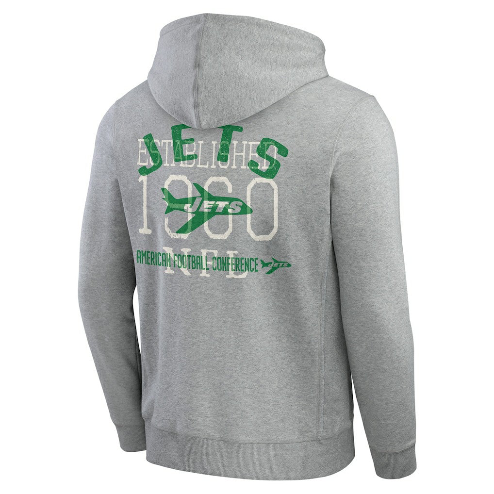 Fanatics New York Jets Darius Rucker Collection Vintage Stripe Full-Zip Hoodie Heather Gray
