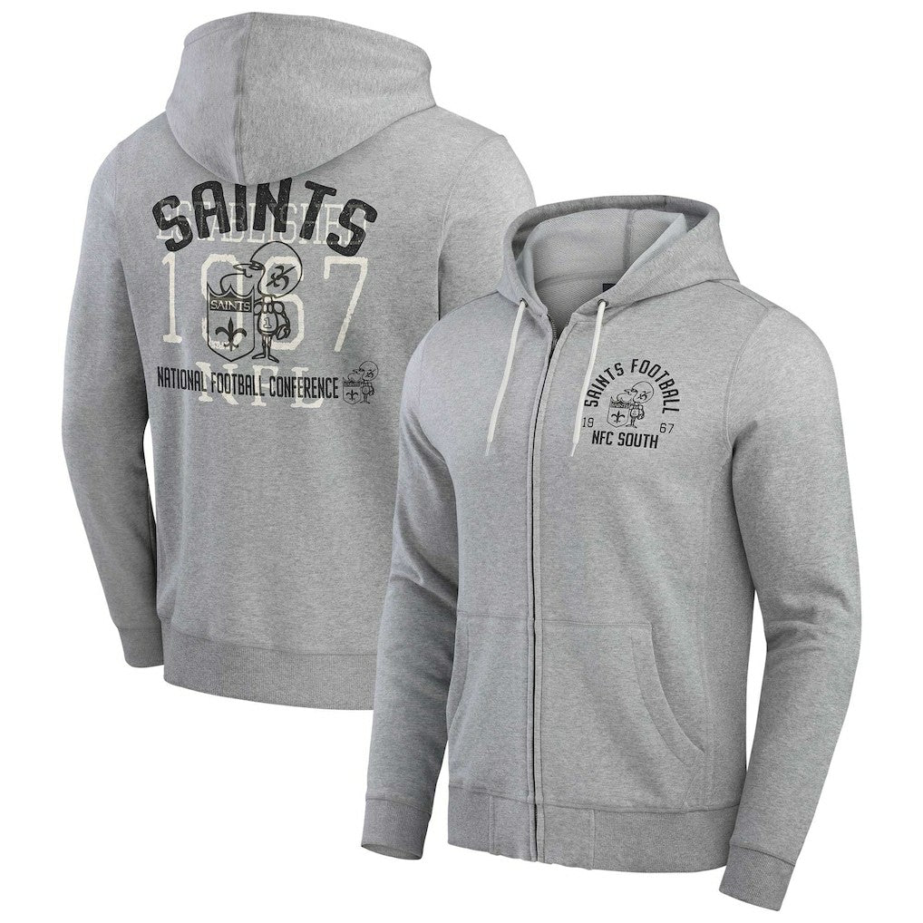 Fanatics New Orleans Saints Darius Rucker Collection Vintage Stripe Full-Zip Hoodie Heather Gray