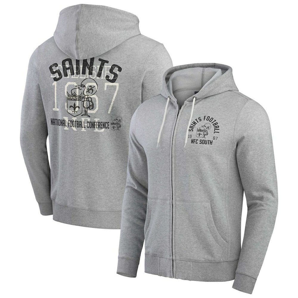 Fanatics New Orleans Saints Darius Rucker Collection Vintage Stripe Full-Zip Hoodie Heather Gray