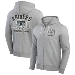 Fanatics Las Vegas Raiders Darius Rucker Collection Vintage Stripe Full-Zip Hoodie Heather Gray