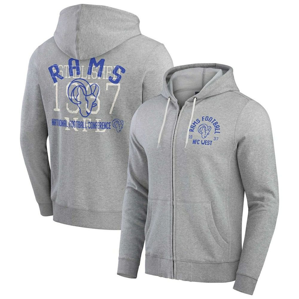 Fanatics Los Angeles Rams Darius Rucker Collection Vintage Stripe Full-Zip Hoodie Heather Gray