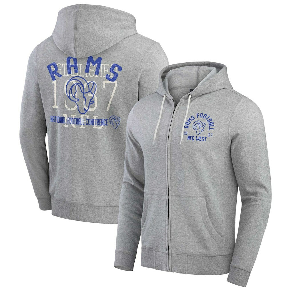 Fanatics Los Angeles Rams Darius Rucker Collection Vintage Stripe Full-Zip Hoodie Heather Gray