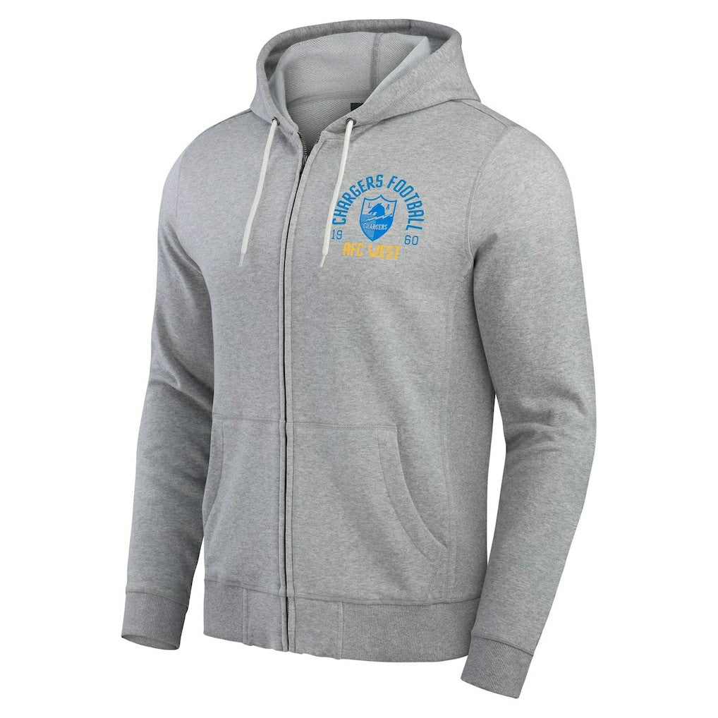 Fanatics Los Angeles Chargers Darius Rucker Collection Vintage Stripe Full-Zip Hoodie Heather Gray