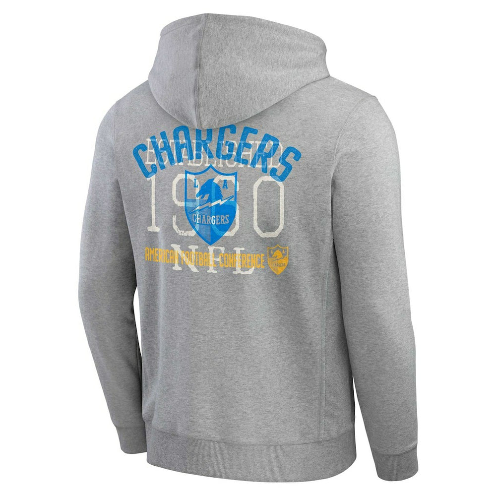 Fanatics Los Angeles Chargers Darius Rucker Collection Vintage Stripe Full-Zip Hoodie Heather Gray