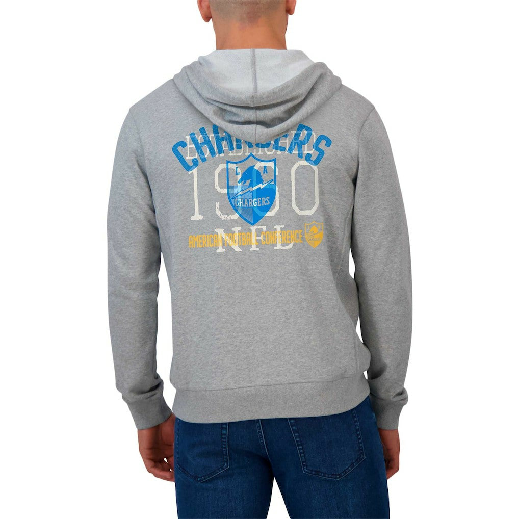 Fanatics Los Angeles Chargers Darius Rucker Collection Vintage Stripe Full-Zip Hoodie Heather Gray