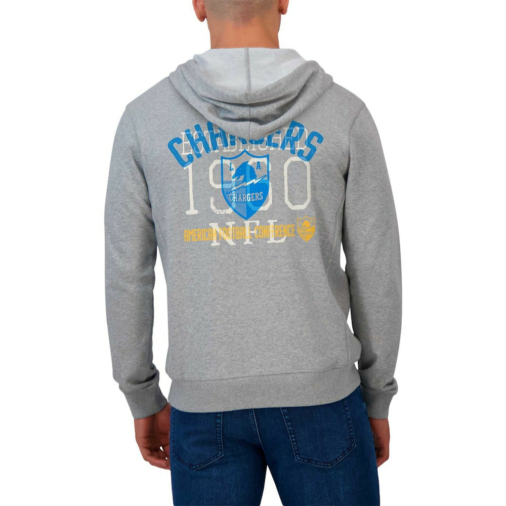 Fanatics Los Angeles Chargers Darius Rucker Collection Vintage Stripe Full-Zip Hoodie Heather Gray