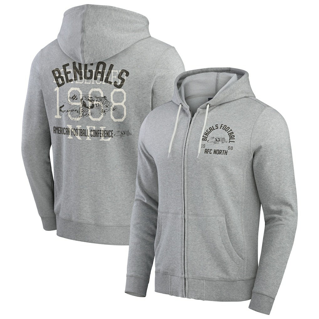 Fanatics Cincinnati Bengals Darius Rucker Collection Vintage Stripe Full-Zip Hoodie Heather Gray