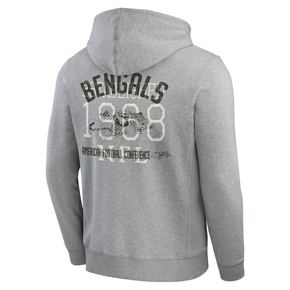 Fanatics Cincinnati Bengals Darius Rucker Collection Vintage Stripe Full-Zip Hoodie Heather Gray