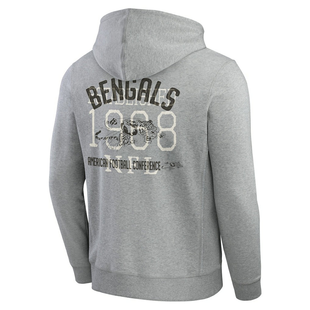 Fanatics Cincinnati Bengals Darius Rucker Collection Vintage Stripe Full-Zip Hoodie Heather Gray