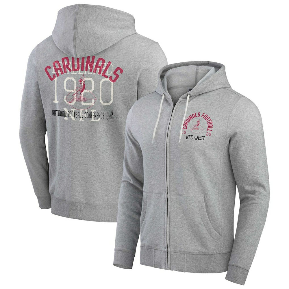 Fanatics Arizona Cardinals Darius Rucker Collection Vintage Stripe Full-Zip Hoodie Heather Gray