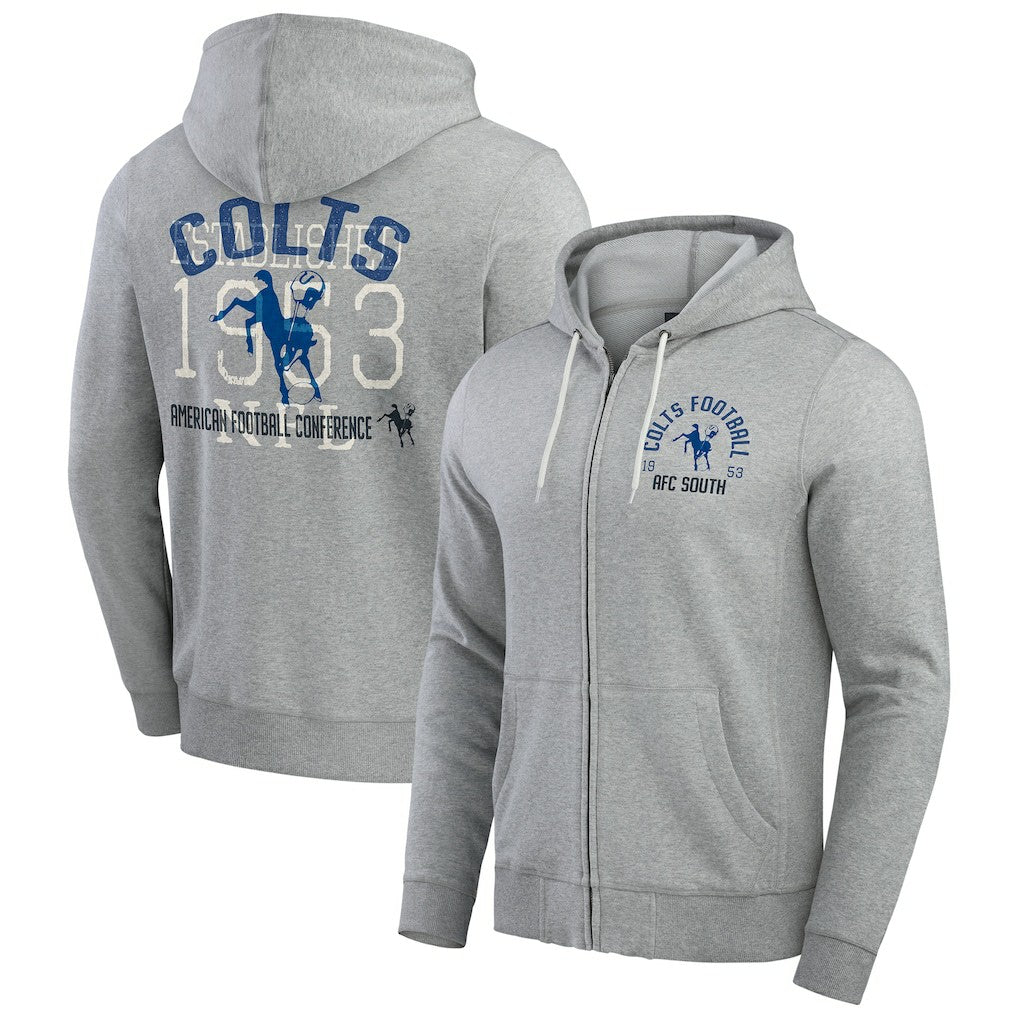 Fanatics Indianapolis Colts Darius Rucker Collection Vintage Stripe Full-Zip Hoodie Heather Gray