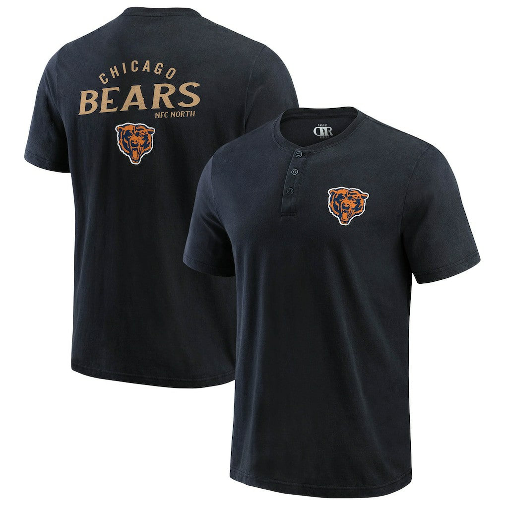 Fanatics Chicago Bears Darius Rucker Collection Washed Henley T-Shirt Black
