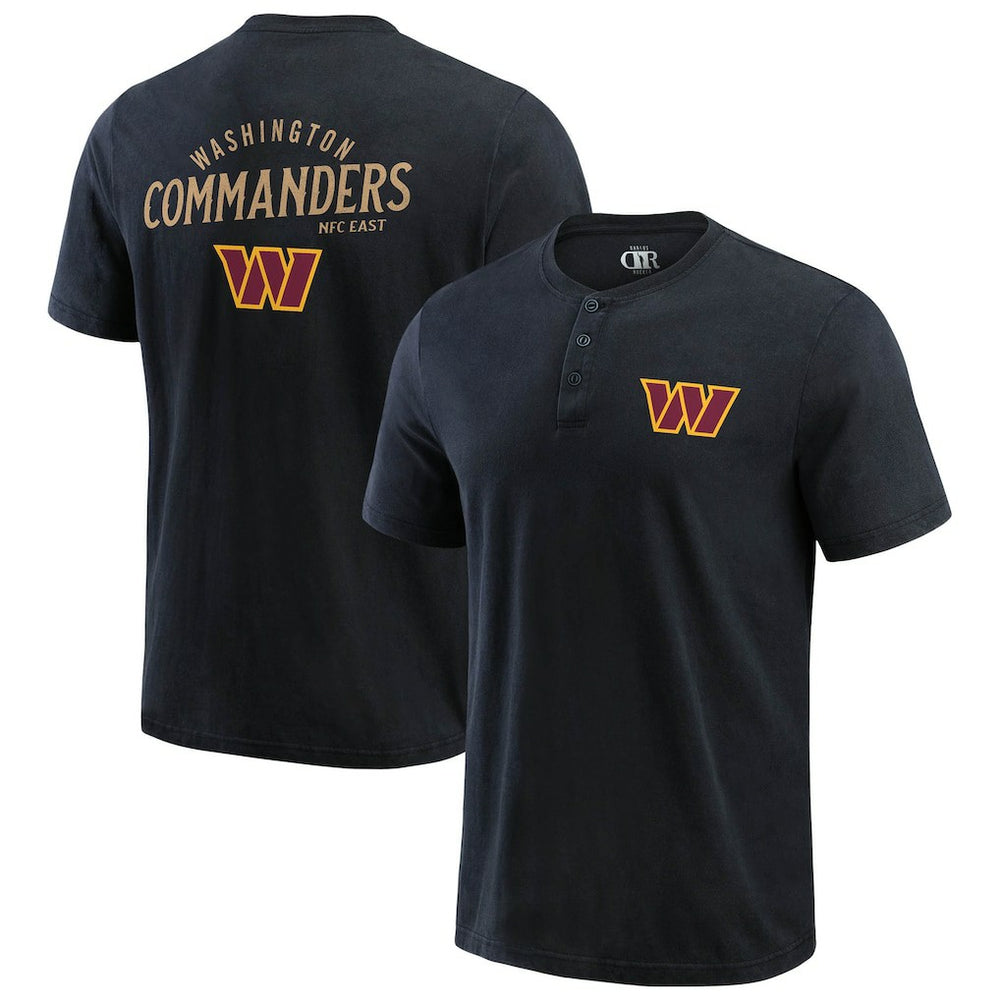 Fanatics Washington Commanders Darius Rucker Collection Washed Henley T-Shirt Black
