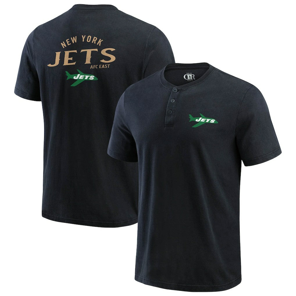 Fanatics New York Jets Darius Rucker Collection Washed Henley T-Shirt Black