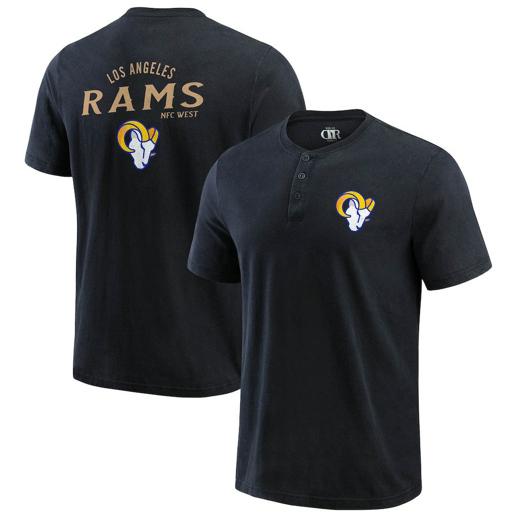 Fanatics Los Angeles Rams Darius Rucker Collection Washed Henley T-Shirt Black