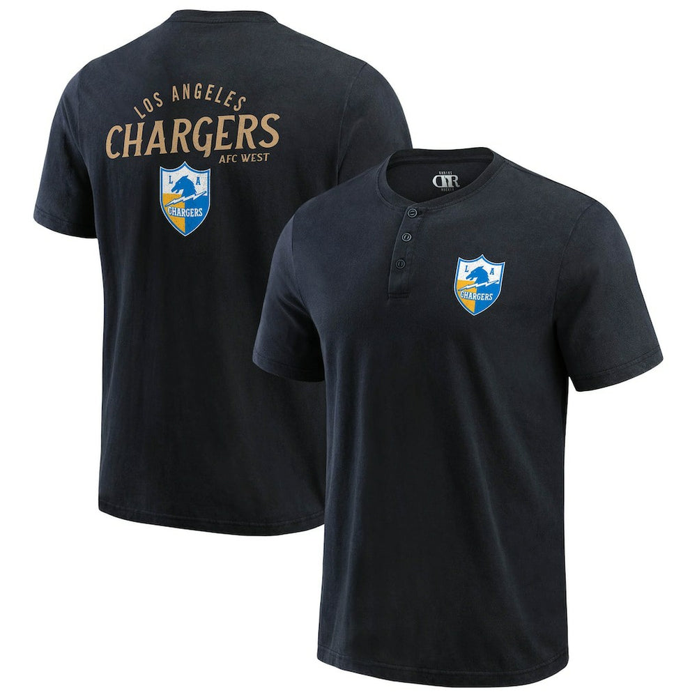 Fanatics Los Angeles Chargers Darius Rucker Collection Washed Henley T-Shirt Black