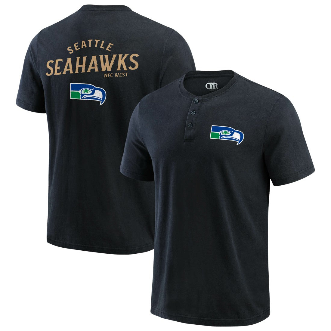 Fanatics Seattle Seahawks Darius Rucker Collection Washed Henley T-Shirt Black