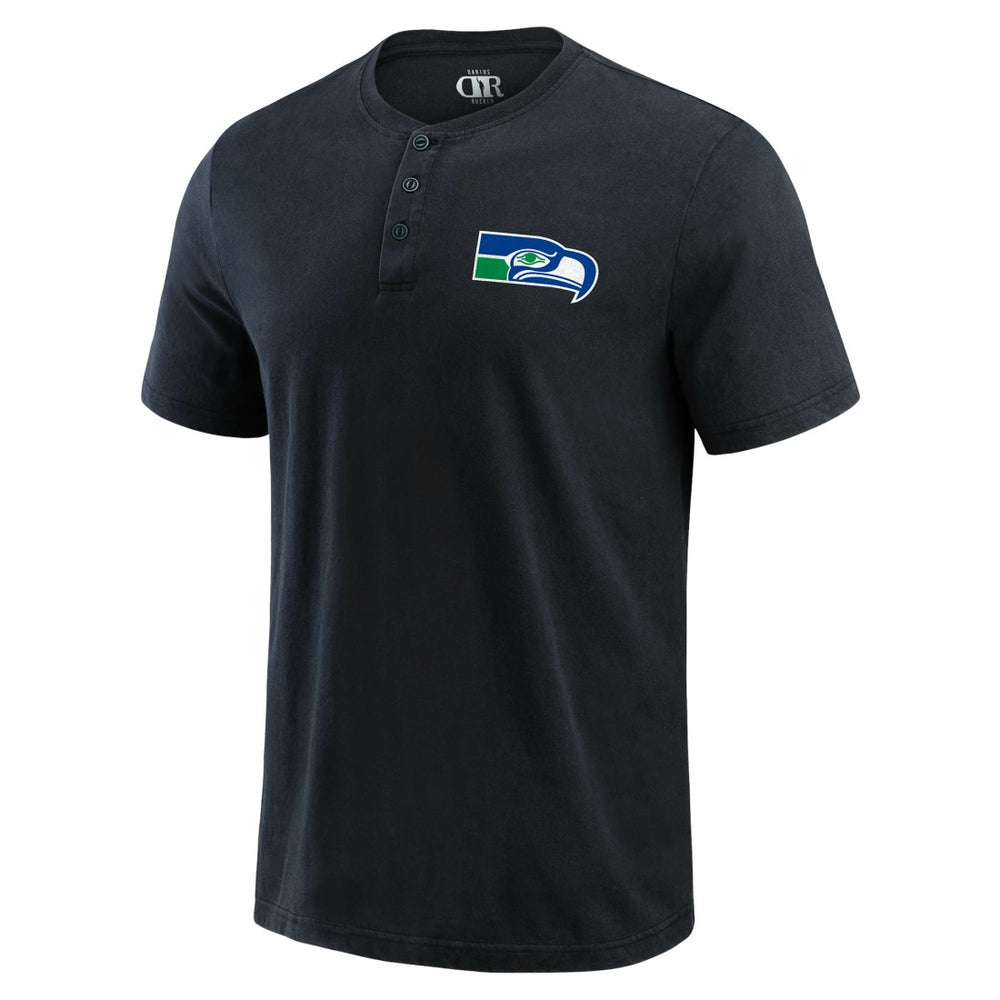 Fanatics Seattle Seahawks Darius Rucker Collection Washed Henley T-Shirt Black