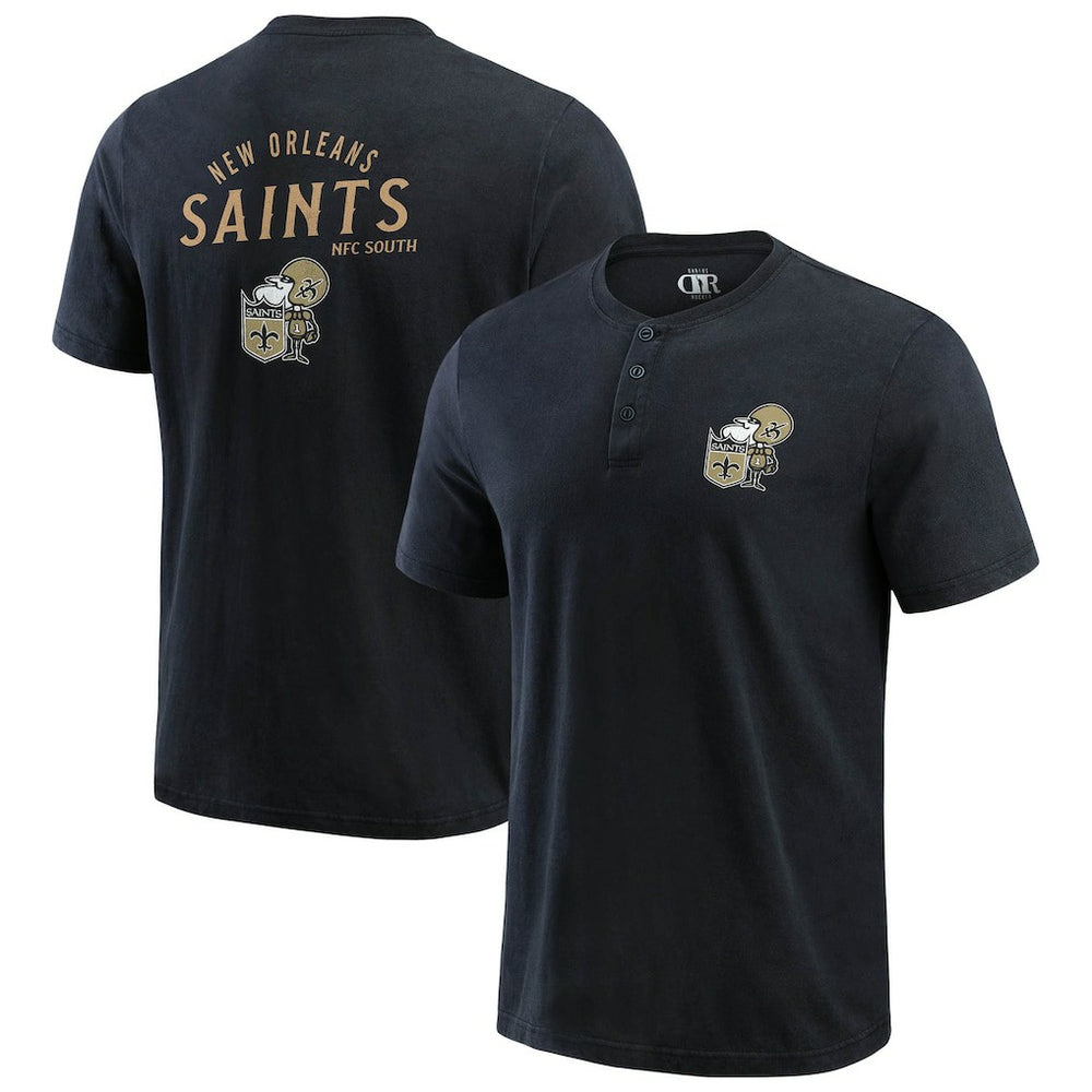 Fanatics New Orleans Saints Darius Rucker Collection Washed Henley T-Shirt Black