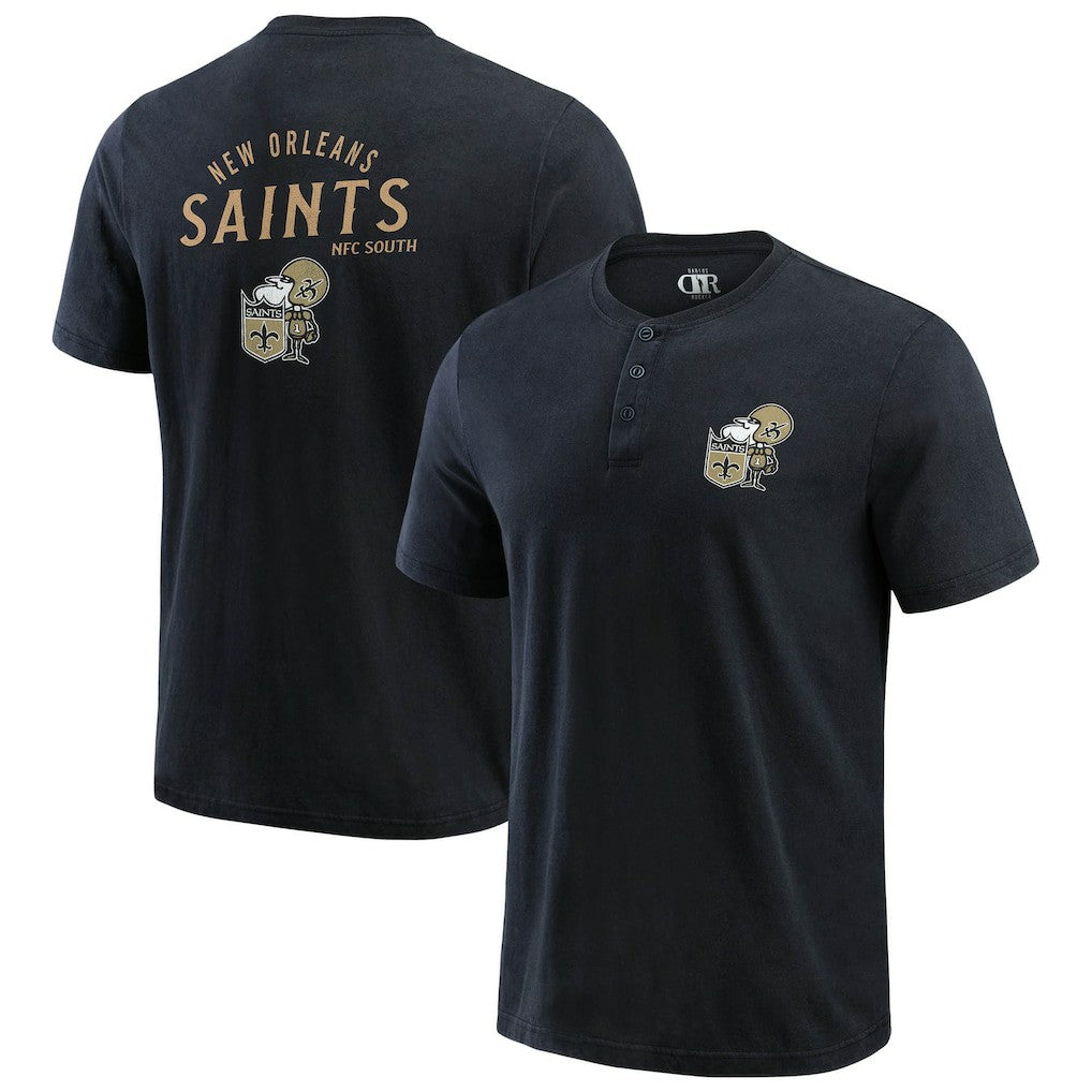 Fanatics New Orleans Saints Darius Rucker Collection Washed Henley T-Shirt Black