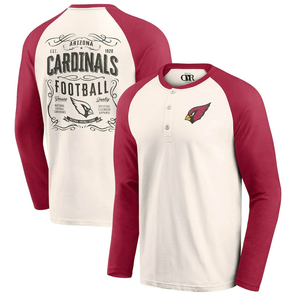 Fanatics Arizona Cardinals Darius Rucker Collection Raglan Henley T-Shirt Cream/Cardinal