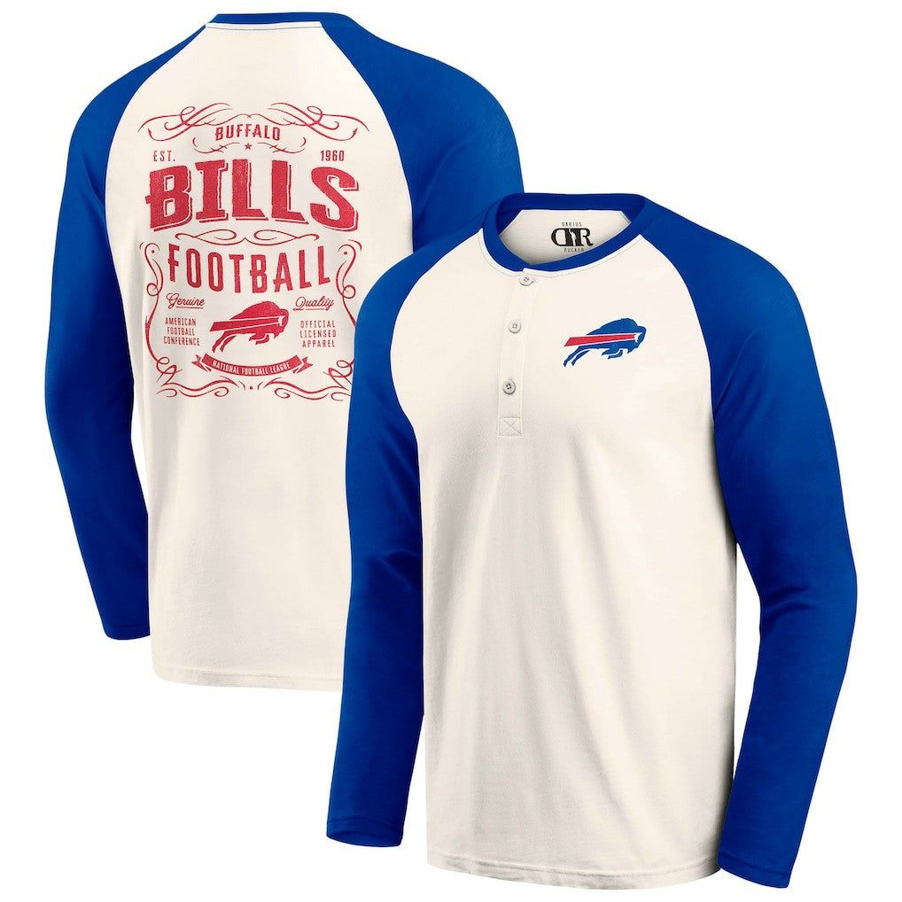 Fanatics Buffalo Bills Darius Rucker Collection Raglan Henley T-Shirt Cream/Royal