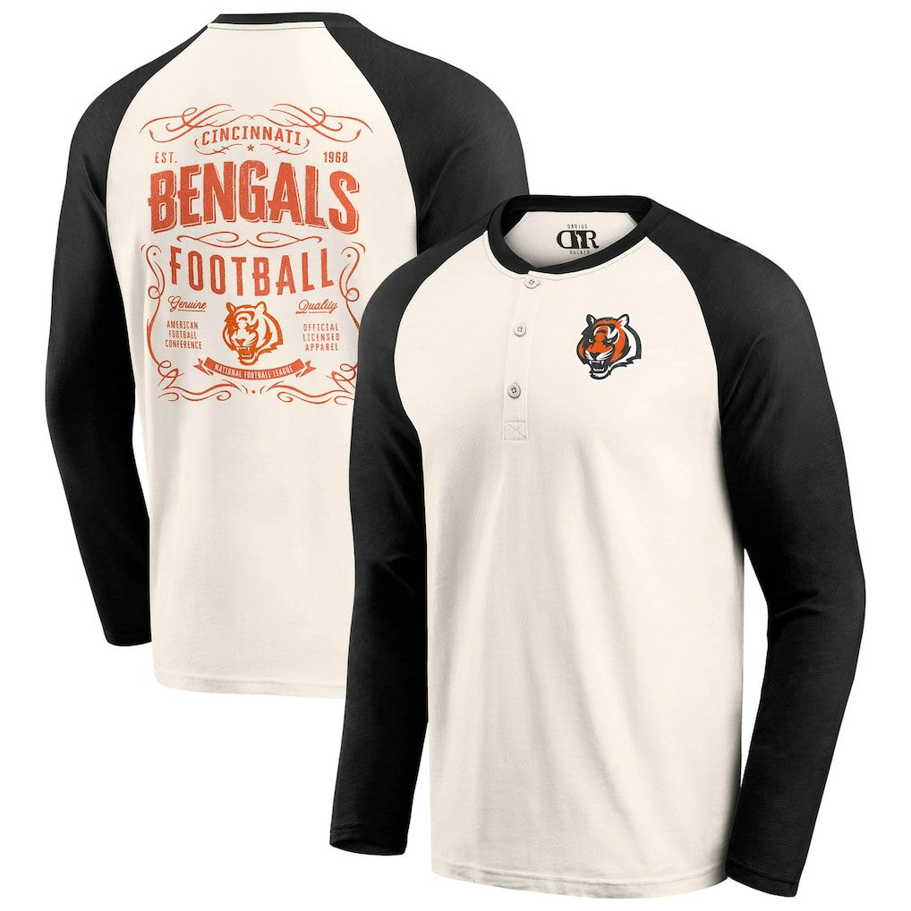 Fanatics Cincinnati Bengals Darius Rucker Collection Raglan Henley T-Shirt Cream/Black