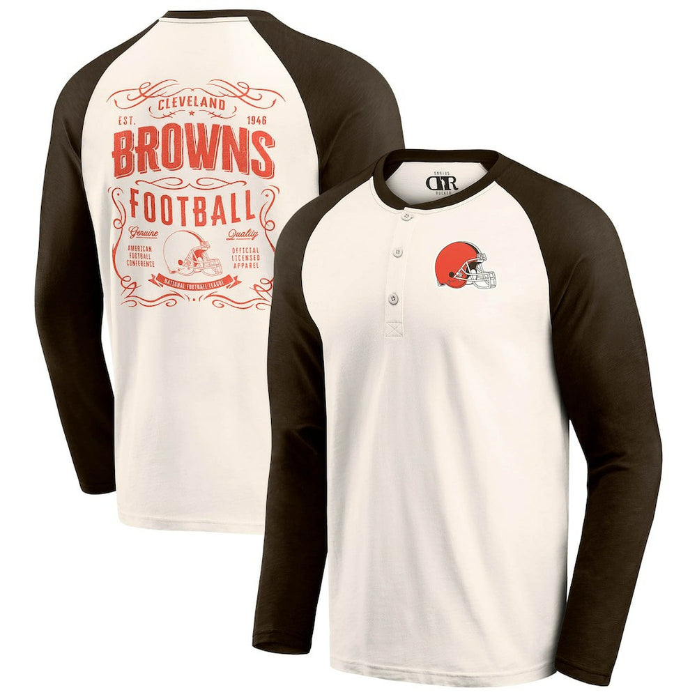 Fanatics Cleveland Browns Darius Rucker Collection Raglan Henley T-Shirt Cream/Brown
