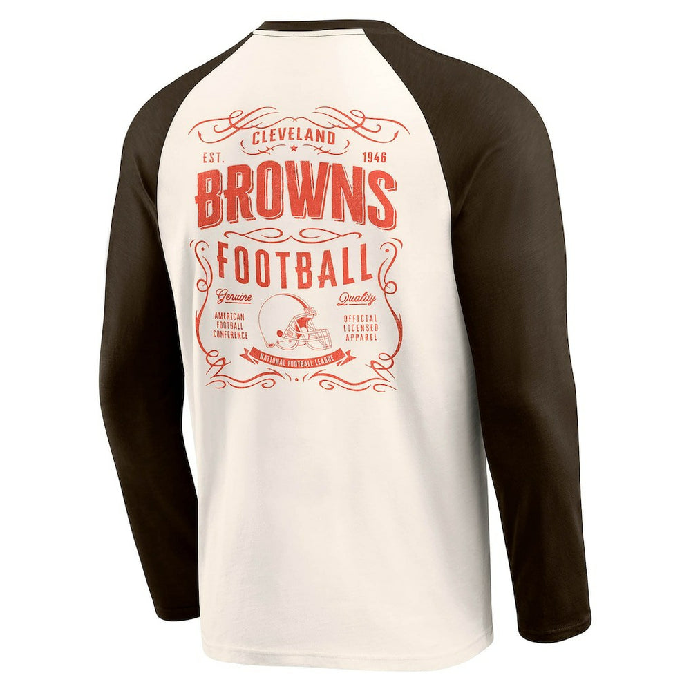Fanatics Cleveland Browns Darius Rucker Collection Raglan Henley T-Shirt Cream/Brown