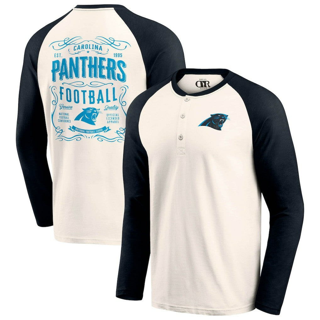 Fanatics Carolina Panthers Darius Rucker Collection Raglan Henley T-Shirt Cream/Black