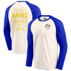 Fanatics Los Angeles Rams Darius Rucker Collection Raglan Henley T-Shirt Cream/Royal
